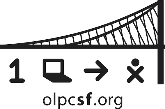 Black and white summit graphic combining a bridge, laptop, arrow, and person.