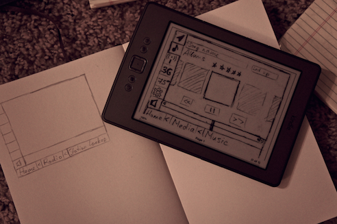 Paper prototype of the electric car touchscreen interface.